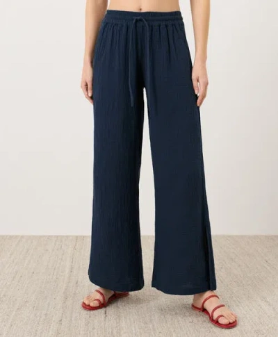 Pact Organic Cotton Coastal Double Gauze Pants In Blue