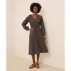 Pact Organic Cotton Coastal Double Gauze Poet Sleeve Dress In Gray