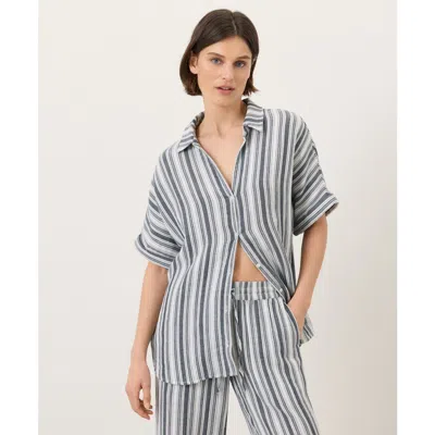 Pact Organic Cotton Coastal Double Gauze Relaxed Shirt In Blue