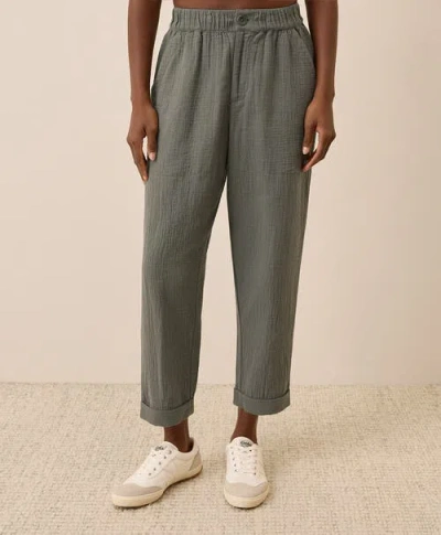 Pact Organic Cotton Coastal Double Gauze Rolled Cuff Pant In Gray