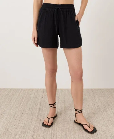 Pact Organic Cotton Coastal Double Gauze Shorts In Black