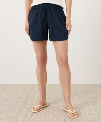 Pact Organic Cotton Coastal Double Gauze Shorts In Blue