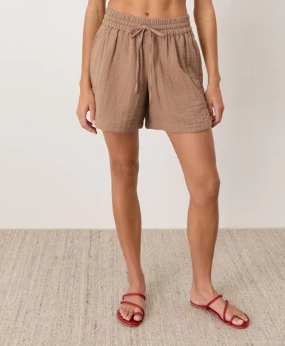 Pact Organic Cotton Coastal Double Gauze Shorts In Brown