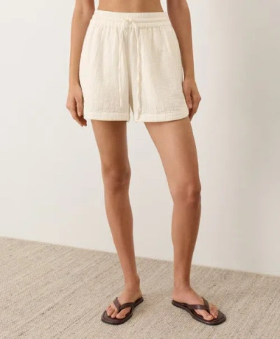 Pact Organic Cotton Coastal Double Gauze Shorts In White