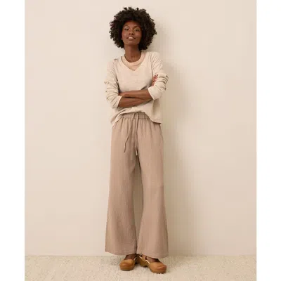 Pact Organic Cotton Coastal Double Gauze Split Hem Pant In Neutral