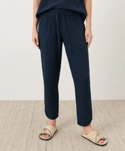 Pact Organic Cotton Coastal Double Gauze Tapered Pull-on Pant In Blue