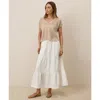 Pact Organic Cotton Coastal Double Gauze Tiered Maxi Skirt