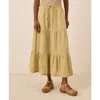 Pact Organic Cotton Coastal Double Gauze Tiered Maxi Skirt In Yellow
