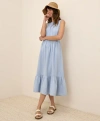 Pact Organic Cotton Coastal Double Gauze Tiered Midi Dress In Blue