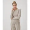Pact Organic Cotton Cool Stretch Fitted Long Sleeve Tee In Oat Heather