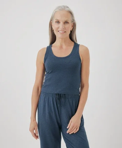 Pact Organic Cotton Cool Stretch Fitted Lounge Tank In French Navy Heather