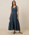 Pact Organic Cotton Double Gauze Beach To Brunch Dress In Blue