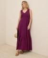 Pact Organic Cotton Double Gauze Beach To Brunch Dress In Purple