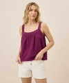 Pact Organic Cotton Double Gauze Square Neck Cami In Burgundy