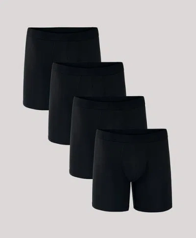 Pact Organic Cotton Everyday Extended Boxer Brief 4-pack In Black