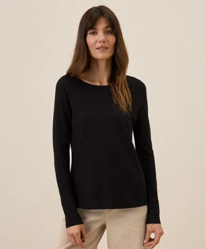 Pact Organic Cotton Featherweight Slub Long Sleeve Tee In Black