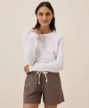 Pact Organic Cotton Featherweight Slub Long Sleeve Tee In White