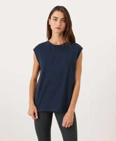 Pact Organic Cotton Featherweight Slub Relaxed Muscle Tee In Blue