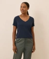 Pact Organic Cotton Featherweight Slub V-neck Tee In Blue