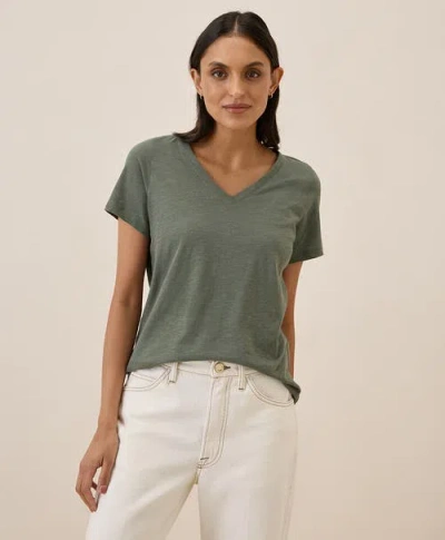 Pact Organic Cotton Featherweight Slub V-neck Tee In Castor Grey