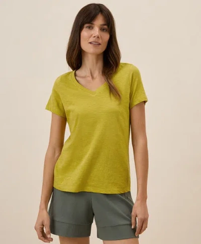 Pact Organic Cotton Featherweight Slub V-neck Tee In Chartreuse
