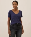 Pact Organic Cotton Featherweight Slub V-neck Tee In Eclipse