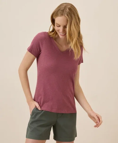Pact Organic Cotton Featherweight Slub V-neck Tee In Mauve