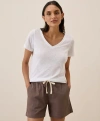 Pact Organic Cotton Featherweight Slub V-neck Tee In White