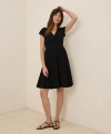 Pact Organic Cotton Fit & Flare Crossover Dress In Black