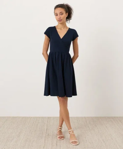 Pact Fit & Flare Crossover Dress In Blue