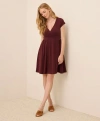 Pact Organic Cotton Fit & Flare Crossover Dress In Burgundy
