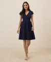 Pact Organic Cotton Fit & Flare Crossover Dress In Eclipse