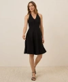 Pact Organic Cotton Fit & Flare Gathered Halter Dress In Black