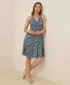 Pact Organic Cotton Fit & Flare Gathered Halter Dress In Blue