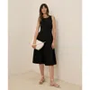 Pact Organic Cotton Fit & Flare Keyhole Back Dress In Black