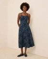 Pact Organic Cotton Fit & Flare Midi Dress In Blue