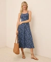 Pact Organic Cotton Fit & Flare Midi Dress In Blue