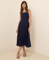 Pact Organic Cotton Fit & Flare Midi Dress In Eclipse