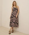 Pact Organic Cotton Fit & Flare Midi Dress In Scattered Posies Black