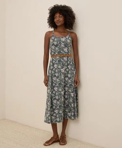 Pact Organic Cotton Fit & Flare Midi Dress In Vineyard Floral Castor Grey