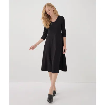 Pact Organic Cotton Fit & Flare Midi Party Dress In Black