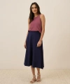 Pact Organic Cotton Fit & Flare Midi Skirt In Eclipse