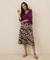 Pact Organic Cotton Fit & Flare Midi Skirt In Scattered Posies Black