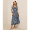 Pact Organic Cotton Fit & Flare Open Back Maxi Dress In Blue