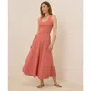 Pact Organic Cotton Fit & Flare Open Back Maxi Dress In Pink