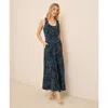 Pact Organic Cotton Fit & Flare Open Back Maxi Dress In Blue
