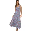 Pact Organic Cotton Fit & Flare Open Back Maxi Dress In Blue
