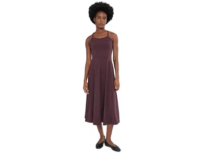 Pact Organic Cotton Fit-and-flare Midi Dress Women's Dress Plum Heather: Sm, Cotton/elastane In Purple