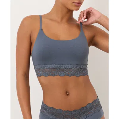 Pact Organic Cotton Lace Modern Scoop Bralette In Blue