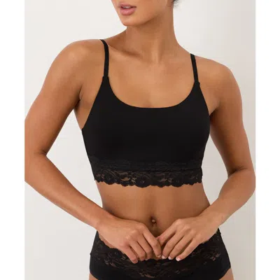 Pact Organic Cotton Lace Modern Scoop Bralette In Black
